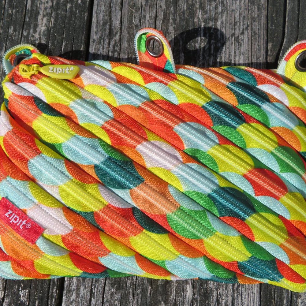ZIP IT Yellow Orange Green Teal Mint Scallop Zipper Pencil Case